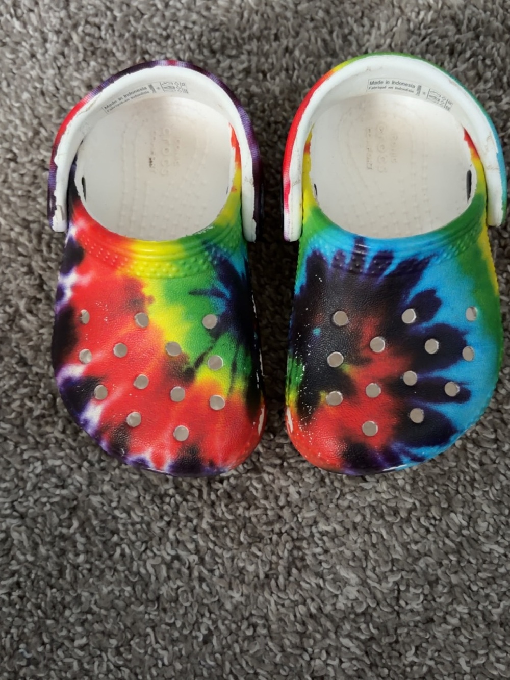 CROCS Kids Tie-Dye Clogs in Rainbow Colors